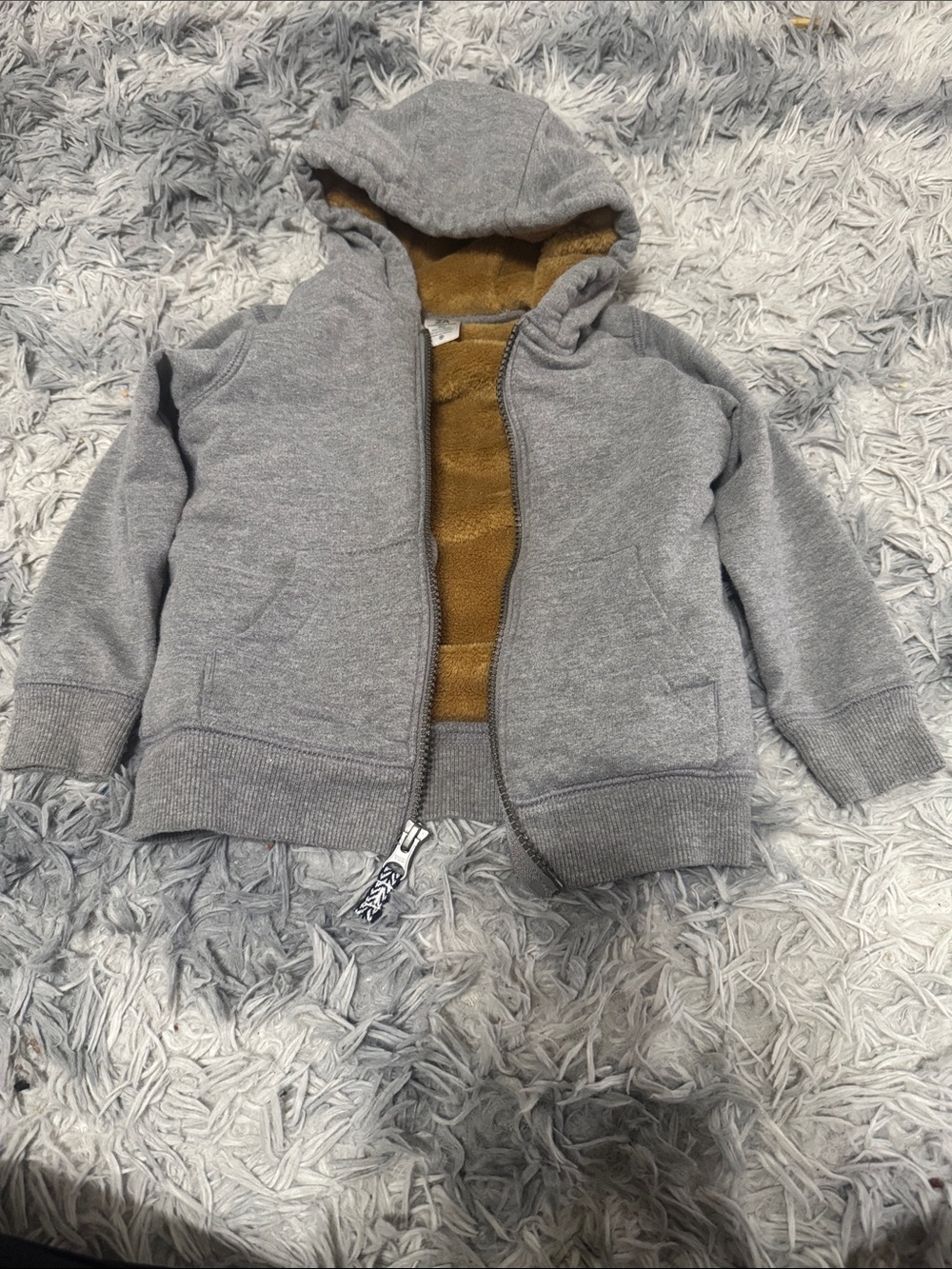 Carter's Gray Hooded Zip Jacket with Brown Sherpa Lining